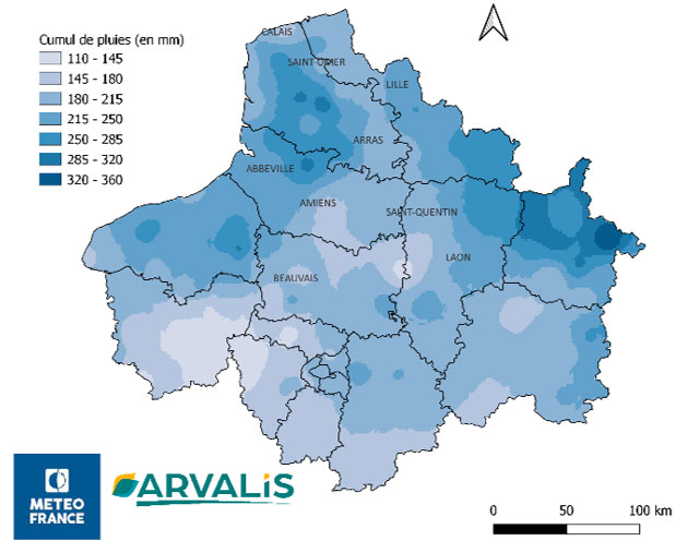 Carte 1 : Cumul de pluies du 1er mars au 15 mai 2023