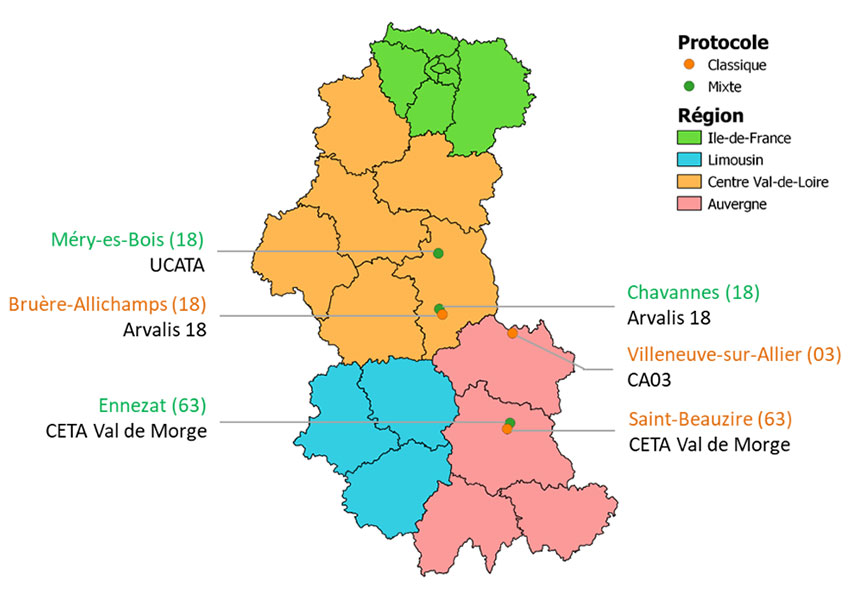 Localisation des essais validés des partenaires du réseau désherbage 2022