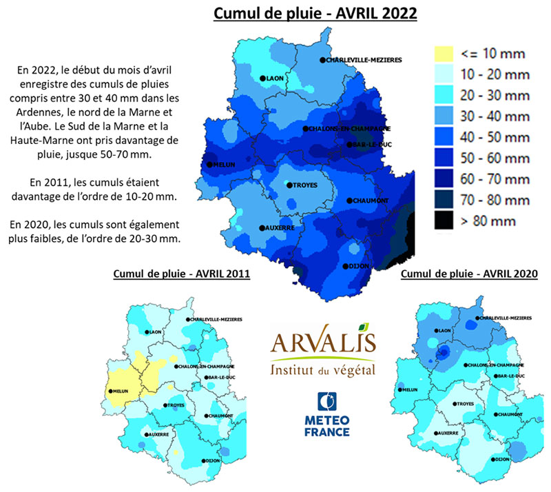 Cumul de pluie en avril 2022