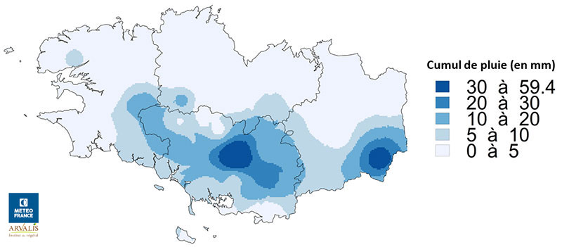 Somme de pluie en mm entre le 21 et 25 avril 2022