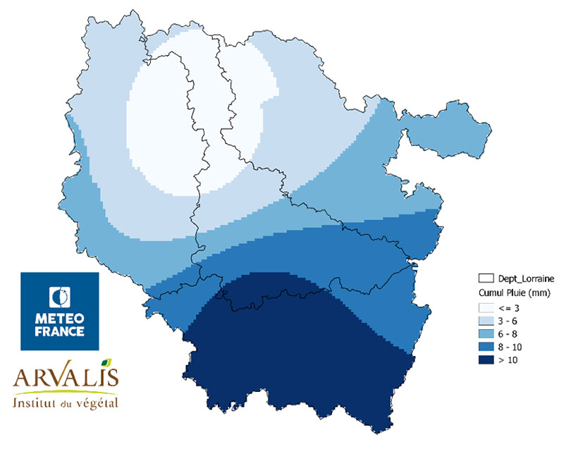 Pluviométrie cumulée sur la région depuis le 25 avril