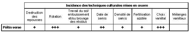 Tab1 : Incidence des techniques culturales...