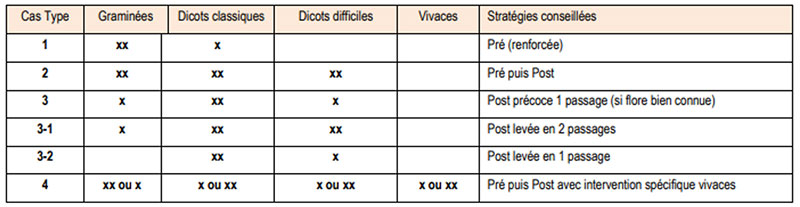 Stratégies conseillées selon le type de flore