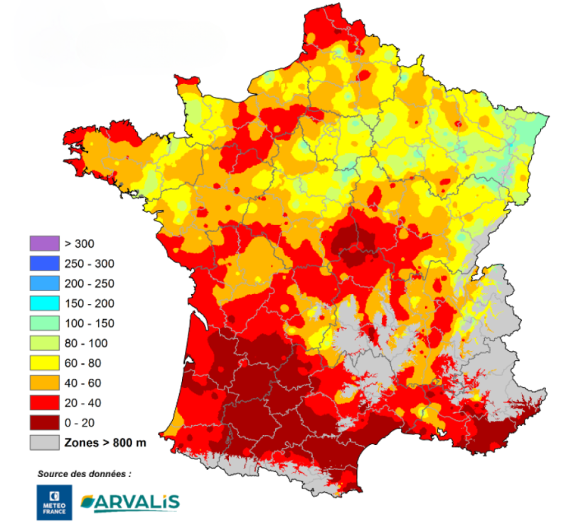 Cumul de précipitations (mm), période du 15/07/2025 au 03/08/2025