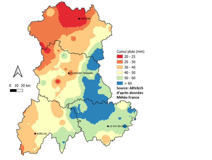 Carte 1 : Cumul de pluie du 20 mars au 20 avril 2026