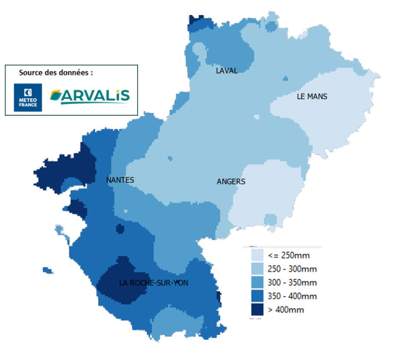 Carte 1 : Pluie cumulée du 1er septembre 2025 au 15 janvier 2026