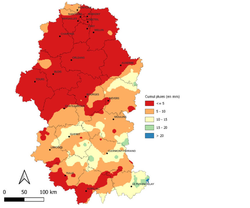 Carte 2 : Cumul de pluies du  1er au 26 septembre 2026