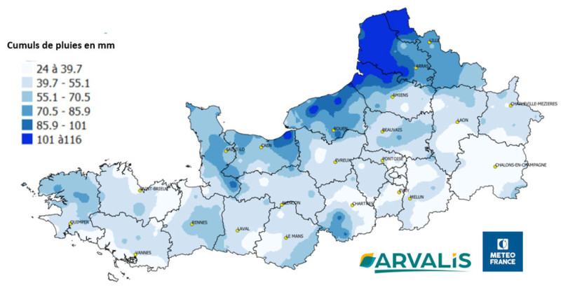 Carte 2 : Cumul de pluies du 15 août 2025 au 25 septembre 2026