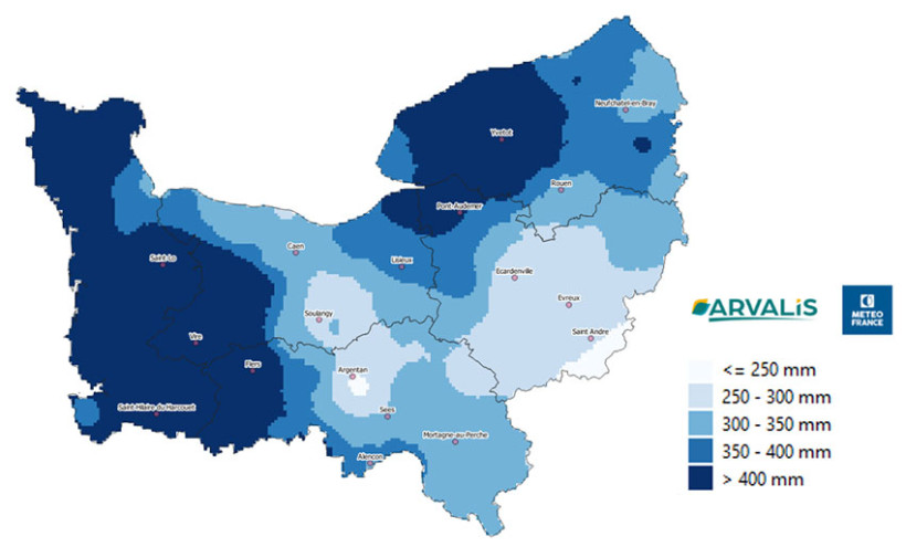 Carte 2 : Cumul de pluviométrie entre le 01/10/2025 et le 15/02/26