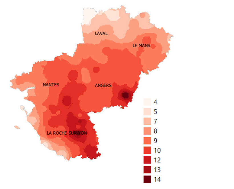 Carte 2 : Nombre de jours où la température a dépassé 35°C entre le 20 mai 2026 et le 30 juin 2026
