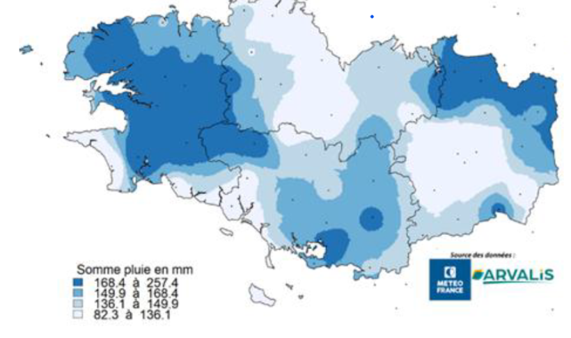 Carte 1 : Cumul de pluies (mm), du 1/05/2025 au 11/08/2025