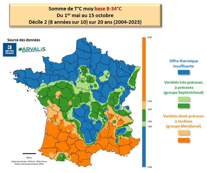 Figure 1 : Disponibilité en température et besoins du sorgho grain