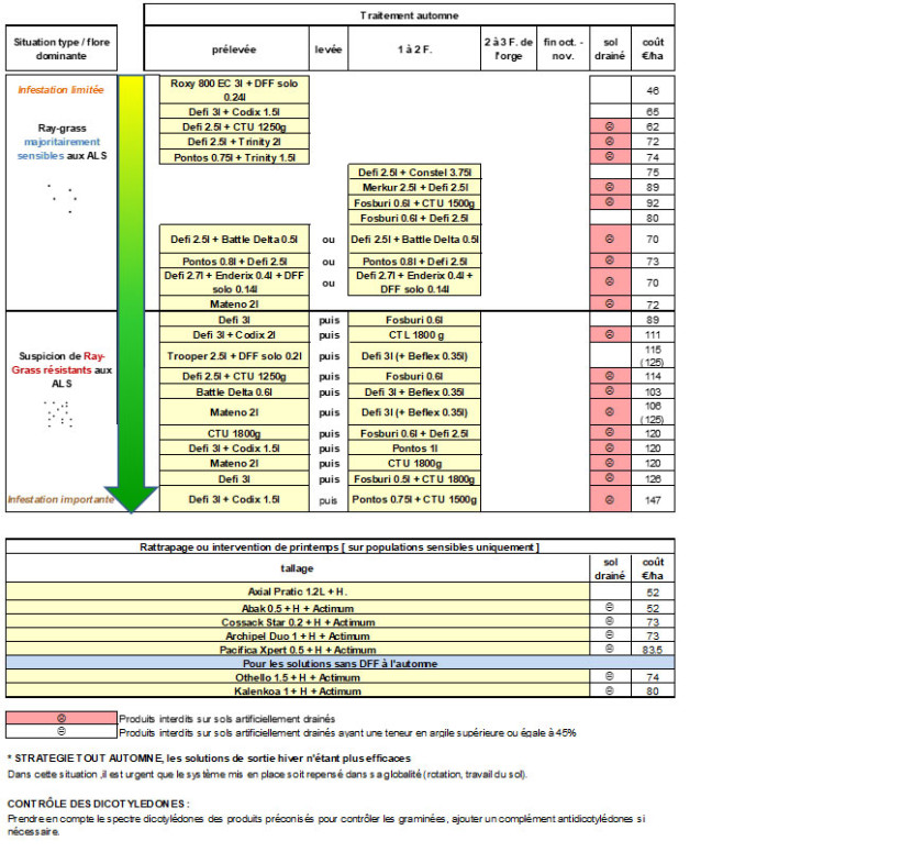 Figure 2 : Propositions de programmes herbicides contre les ray-grass en blé tendre d’hiver