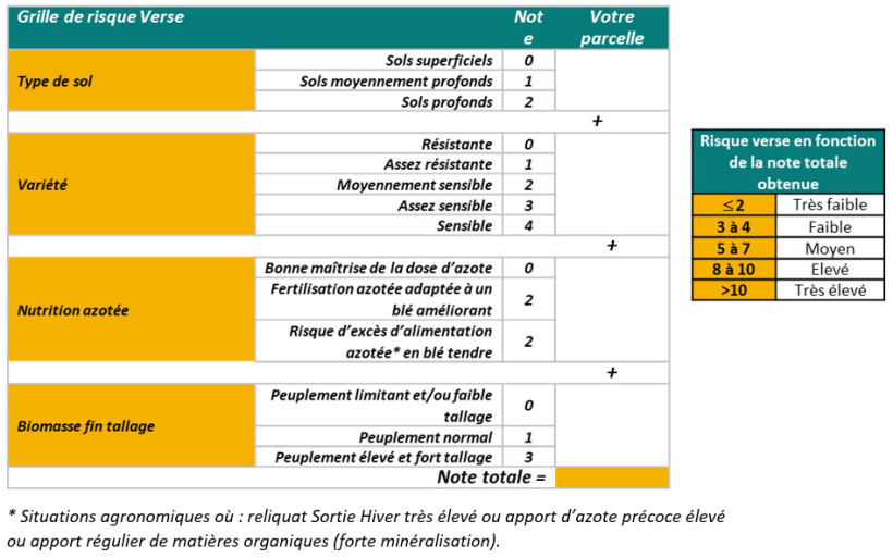 Figure 2 : Grille régionale d’évaluation du risque verse blé tendre