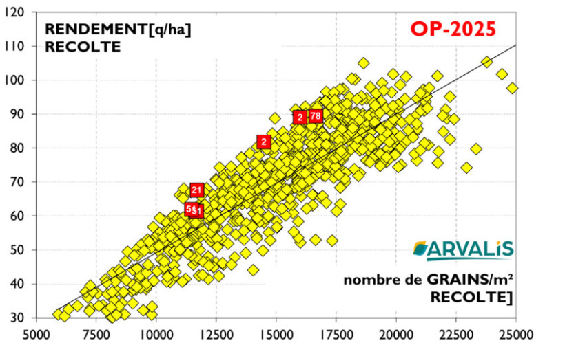 Figure 3 : Rendement des orges de printemps - Observatoire ARVALIS
