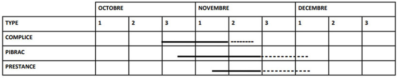 Figure 3 : Préconisation de la date de semis en fonction du type de la variété de blé tendre - Choisir et décider 2025 Céréales à paille ARVALIS