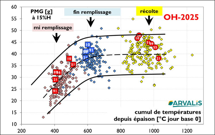  Figure n° 7 : Cinétique de remplissage des orges d’hiver- Observatoire ARVALIS
