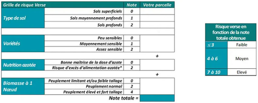 Tableau 3 : Grille de risque pour l’orge d’hiver 