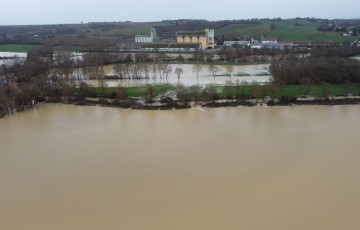 Parcelle de céréales sous l’eau début février 2026 dans le Sud-Ouest
