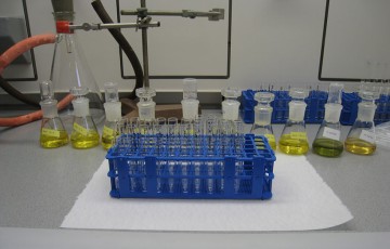 Paillasse de laboratoire avec des tubes à essai