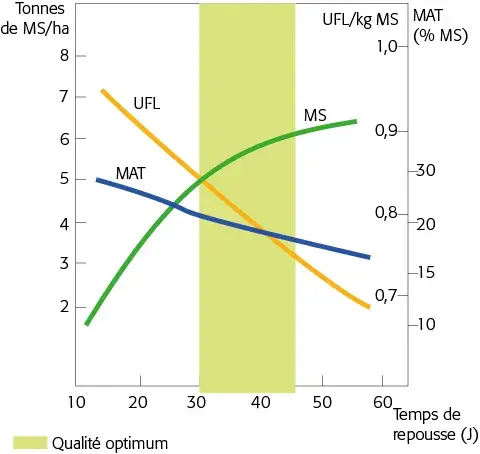 Évolution du rendement et de la valeur alimentaire selon l'âge des repousses