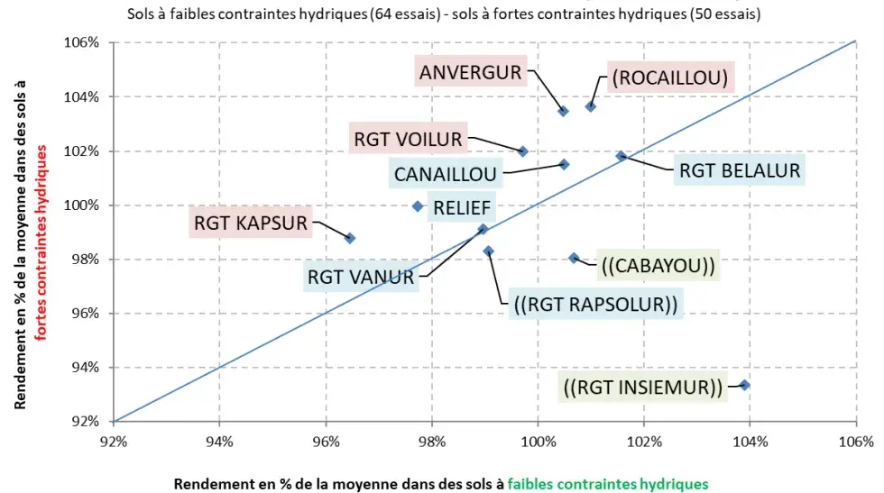 Figure 1&nbsp;: Performances des variétés de blé dur dans le Grand Sud (2014 à 2024)
