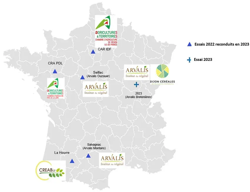 Localisation des essais au champ pour établir des courbes de réponse au phosphore en AB