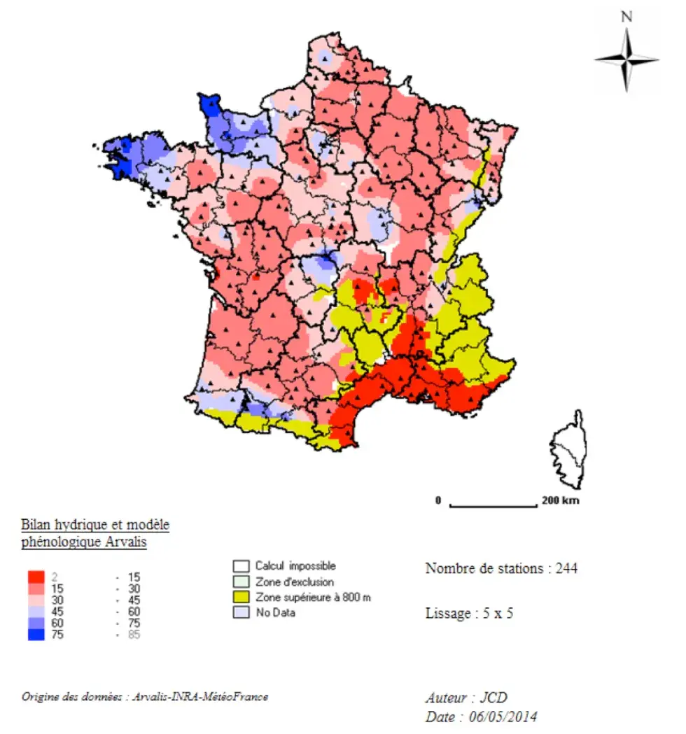Etat de réserve en eau estimée au 10/05/2014