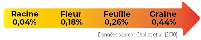 Figure 3&nbsp;: Teneur en alcaloïdes tropaniques du datura sur matière sèche