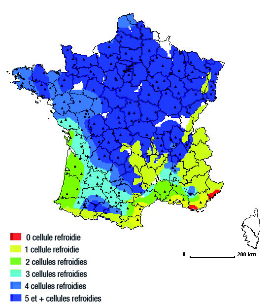 Figure 1 : Nombre de cellules qu’il est possible de refroidir à 12°C dans la situation d’un stockage à la ferme